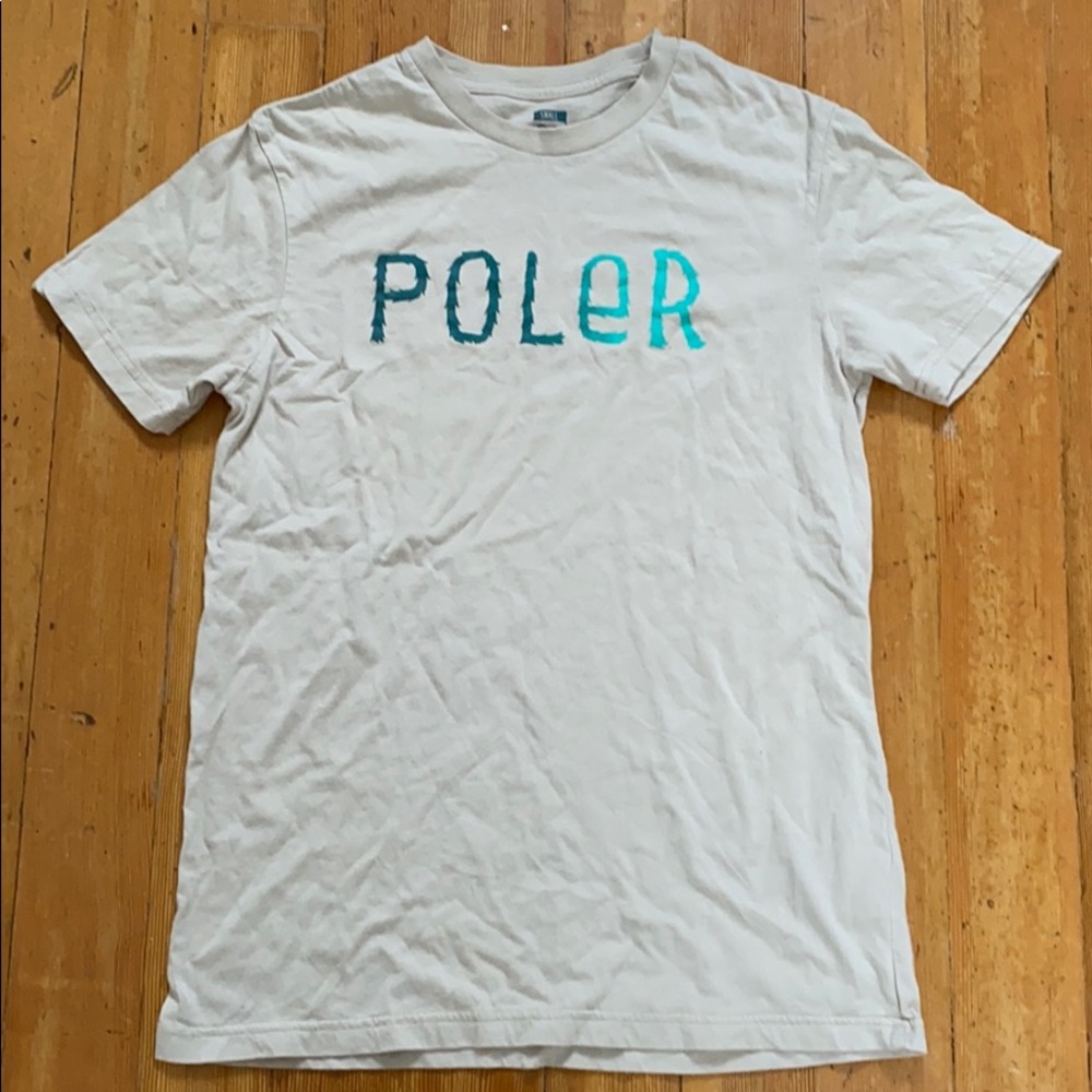 NWOT men poler T-shirt beige green cotton s
